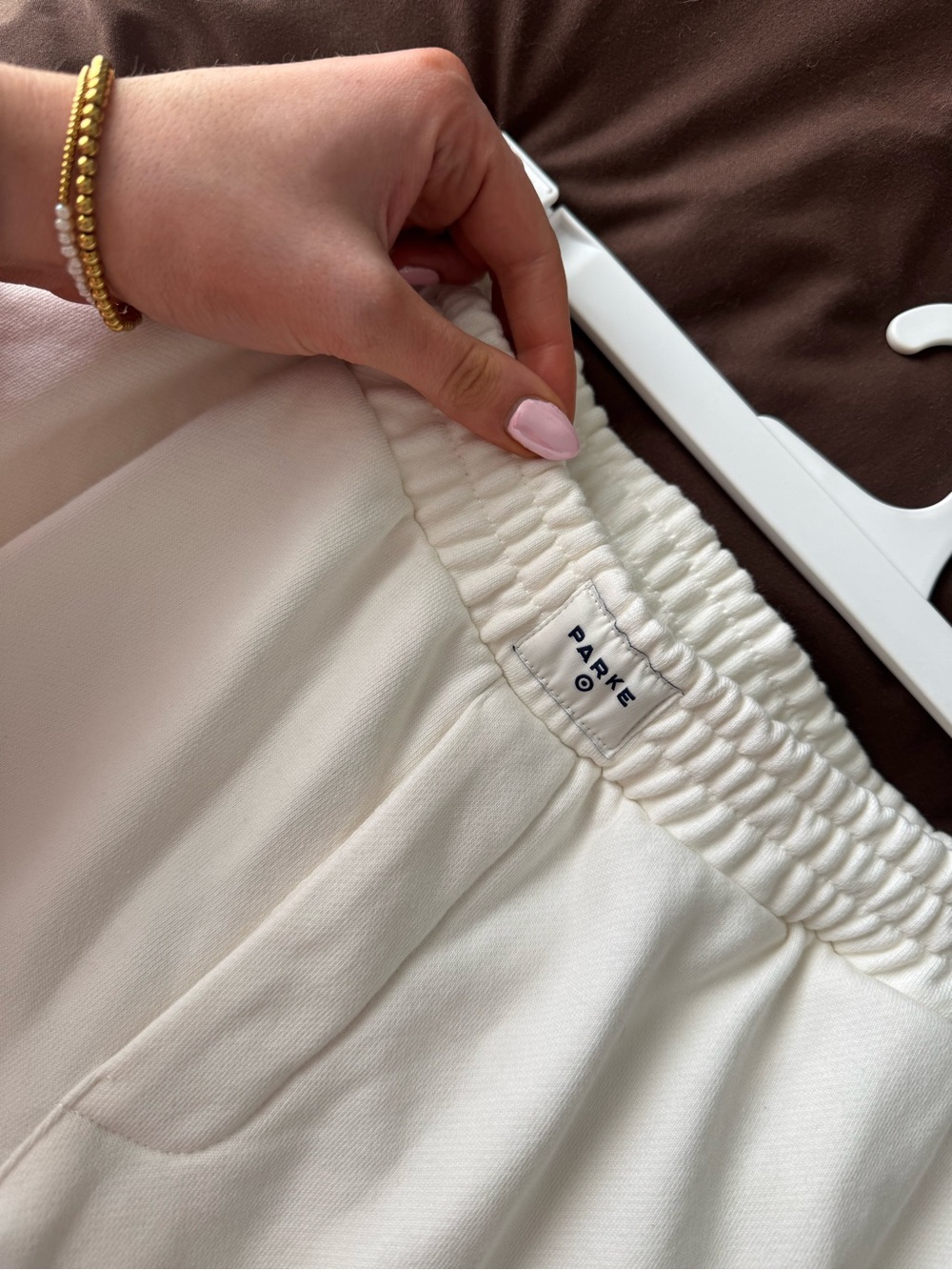 Parke (Sold Out) Cream Straight-Leg Pants with Elastic Waist